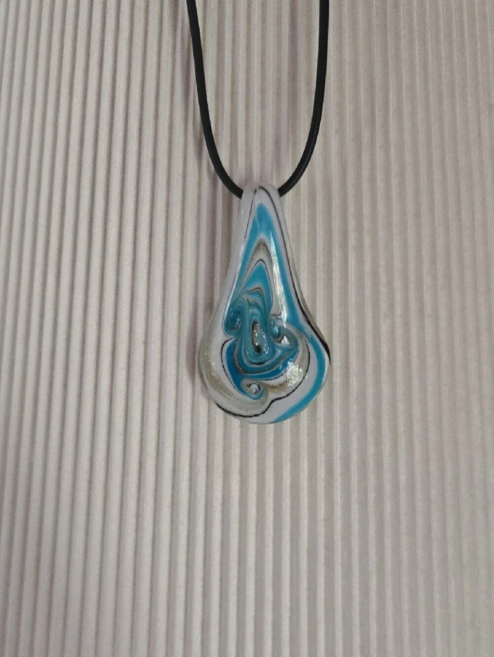 Blue Swirl Teardrop Necklace & Earring Set Glass